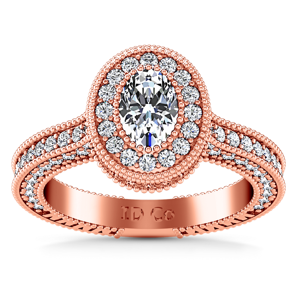 Halo Oval Engagement Ring Hannah 14K Rose Gold