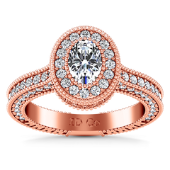 Halo Oval Engagement Ring Hannah 14K Rose Gold