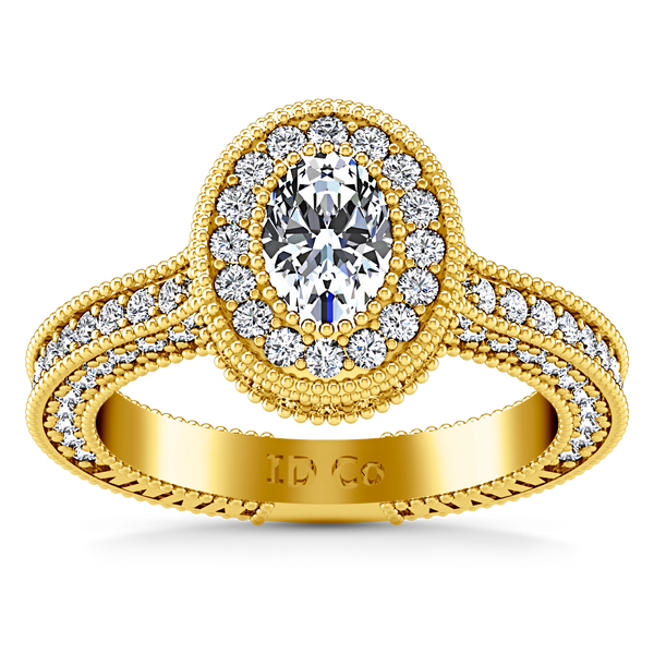 Halo Oval Engagement Ring Hannah 14K Yellow Gold