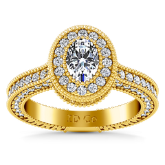 Halo Oval Engagement Ring Hannah 14K Yellow Gold