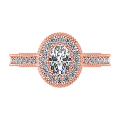 Halo Oval Engagement Ring Hannah 14K Rose Gold