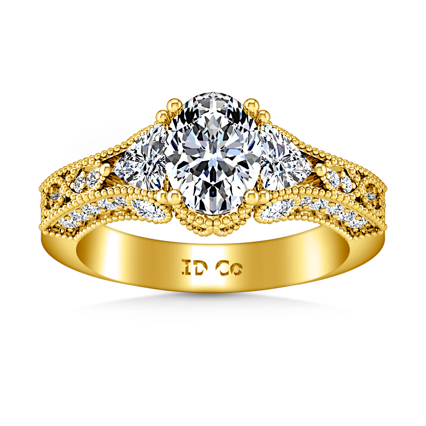Yellow gold pave diamond ring top