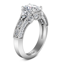 Pave Engagement Ring Heritage 14K White Gold