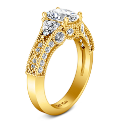 Pave Engagement Ring Heritage 14K Yellow Gold