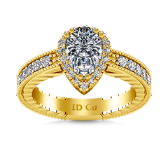 Halo  Engagement Ring Candence  14K Yellow Gold