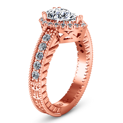 Halo  Engagement Ring Candence  14K Rose Gold