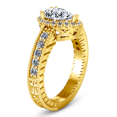 Halo  Engagement Ring Candence  14K Yellow Gold