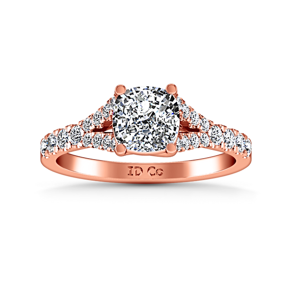 Pave Cushion Cut Engagement Ring Riverton 14K Rose Gold