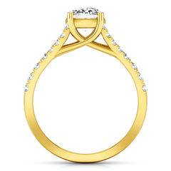 Pave Cushion Cut Engagement Ring Riverton 14K Yellow Gold