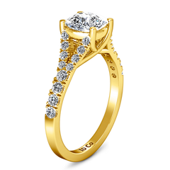 Pave Cushion Cut Engagement Ring Riverton 14K Yellow Gold