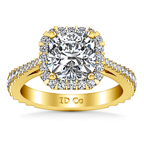 Halo Cushion Cut Engagement Ring Adalyn 14K Yellow Gold
