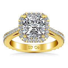 Halo Cushion Cut Engagement Ring Adalyn 14K Yellow Gold