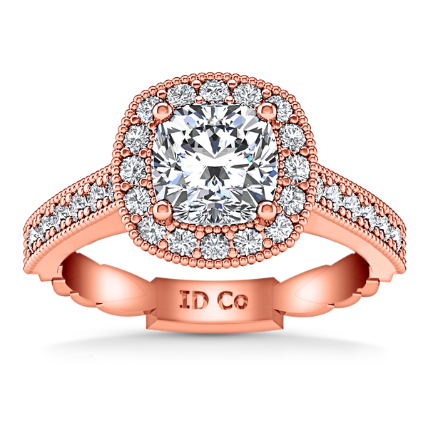 Halo Cushion Cut Engagement Ring Geneve 14K Rose Gold