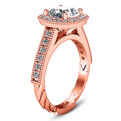 Halo Cushion Cut Engagement Ring Geneve 14K Rose Gold