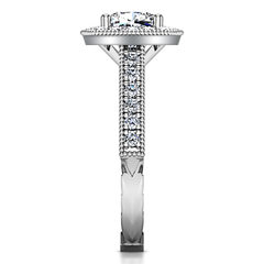 Halo Cushion Cut Engagement Ring Geneve 14K White Gold