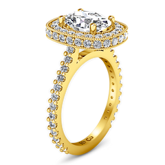 Halo Oval Engagement Ring Camille 14K Yellow Gold