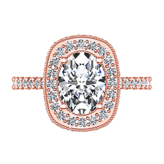 Halo Oval Engagement Ring Camille 14K Rose Gold