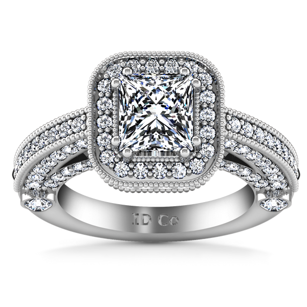 Halo Cushion Cut Engagement Ring Leilani 14K White Gold