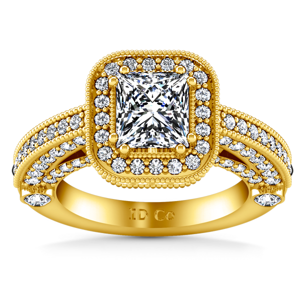Halo Cushion Cut Engagement Ring Leilani 14K Yellow Gold