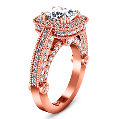 Halo Cushion Cut Engagement Ring Leilani 14K Rose Gold