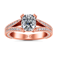 Pave Cushion Cut Engagement Ring Zahra 14K Rose Gold