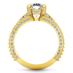 Pave Cushion Cut Engagement Ring Zahra 14K Yellow Gold