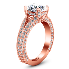 Pave Cushion Cut Engagement Ring Zahra 14K Rose Gold