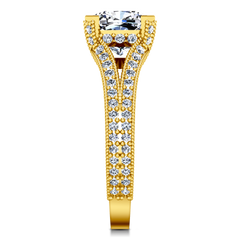 Pave Cushion Cut Engagement Ring Zahra 14K Yellow Gold
