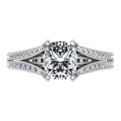 Pave Cushion Cut Engagement Ring Zahra 14K White Gold