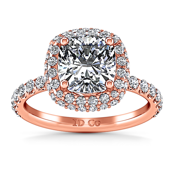 Halo Cushion Cut Engagement Ring Kristine 14K Rose Gold