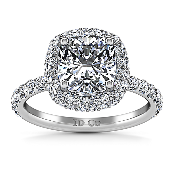 Halo Cushion Cut Engagement Ring Kristine 14K White Gold