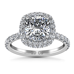 Halo Cushion Cut Engagement Ring Kristine 14K White Gold