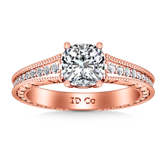 Pave Cushion Cut Engagement Ring Primrose 14K Rose Gold