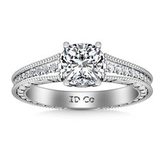 Pave Cushion Cut Engagement Ring Primrose 14K White Gold