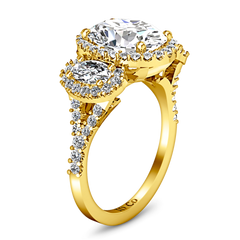 Halo Engagement Ring Summer 14K Yellow Gold
