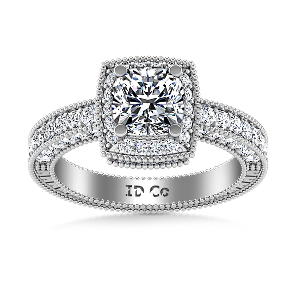 Halo  Engagement Ring Danica 14K White Gold