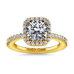 Halo Cushion Cut Engagement Ring Claire 14K Yellow Gold