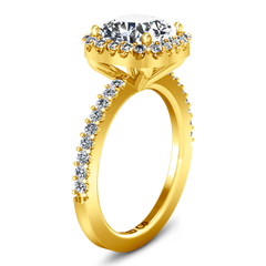 Halo Cushion Cut Engagement Ring Claire 14K Yellow Gold
