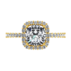 Halo Cushion Cut Engagement Ring Claire 14K Yellow Gold