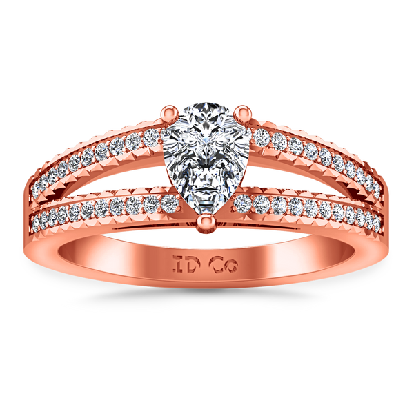 Pave Engagement Ring Season Pear 14K Rose Gold