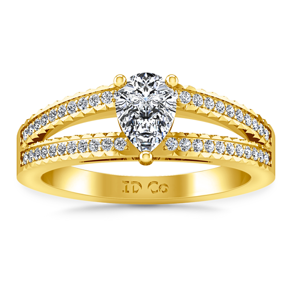 Pave Engagement Ring Season Pear 14K Yellow Gold