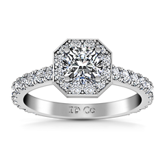 Halo Engagement Ring Irina 14K White Gold