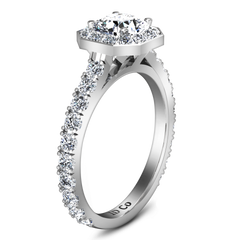 Halo Engagement Ring Irina 14K White Gold