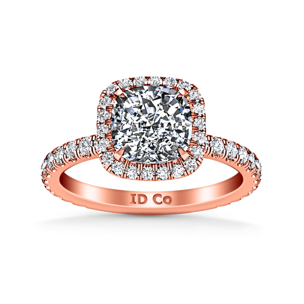 Halo Cushion Cut Engagement Ring Salice 14K Rose Gold