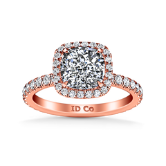 Halo Cushion Cut Engagement Ring Salice 14K Rose Gold