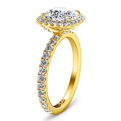 Halo Cushion Cut Engagement Ring Salice 14K Yellow Gold