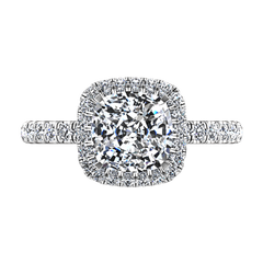 Halo Cushion Cut Engagement Ring Salice 14K White Gold