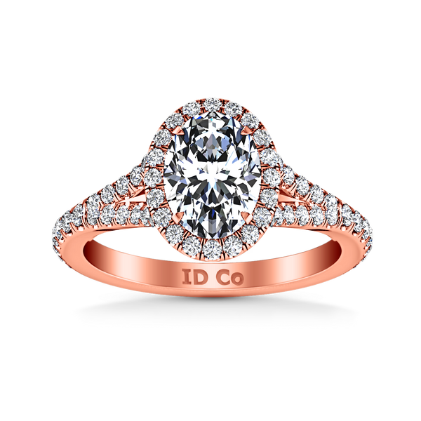 Halo Oval Engagement Ring Melody 14K Rose Gold