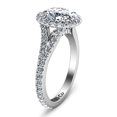 Halo Oval Engagement Ring Melody 14K White Gold