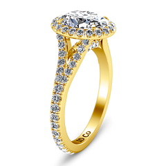 Halo Oval Engagement Ring Melody 14K Yellow Gold